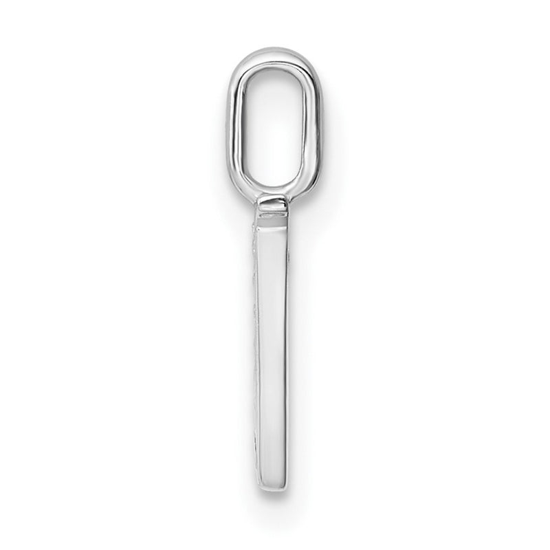 14K White Gold Real Diamond Letter V Initial Pendant