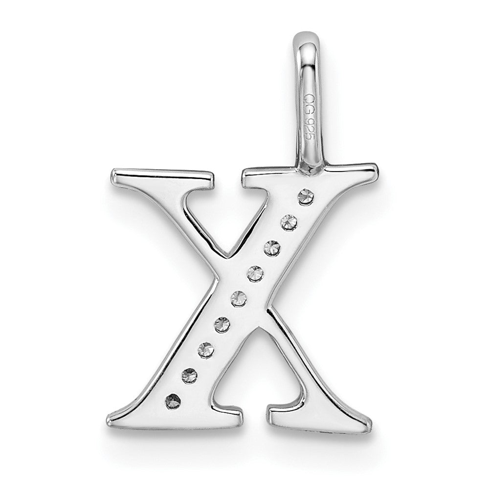 14k White Gold Real Diamond Initial X Pendant