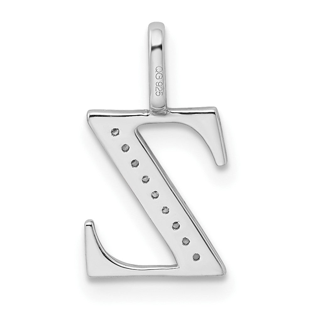 14K White Gold Real Diamond Letter Z Initial Pendant