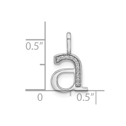 14K White Gold Real Diamond Lower Case Letter A Initial Pendant