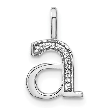 14K White Gold Real Diamond Lower Case Letter A Initial Pendant