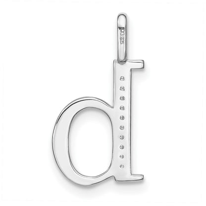 14K White Gold Real Diamond Lower Case Letter B Initial Pendant