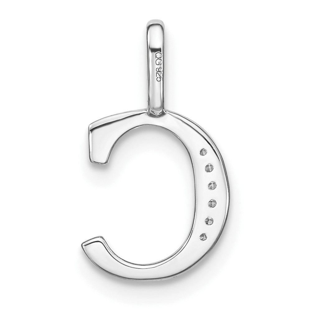 14K White Gold Real Diamond Lower Case Letter C Initial Pendant