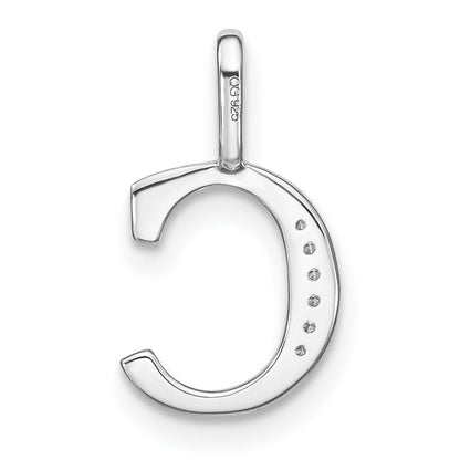 14K White Gold Real Diamond Lower Case Letter C Initial Pendant