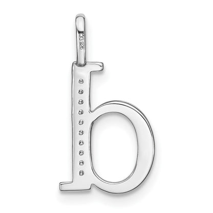 14K White Gold Real Diamond Lower Case Letter D Initial Pendant