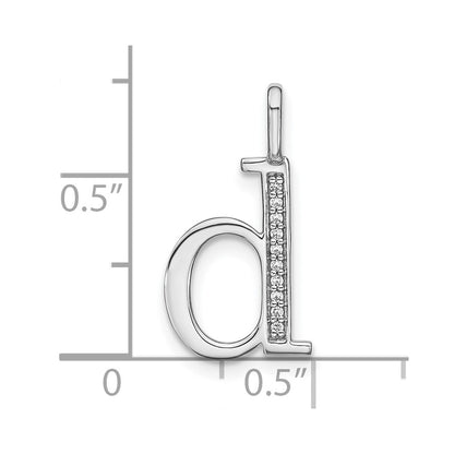 14K White Gold Real Diamond Lower Case Letter D Initial Pendant