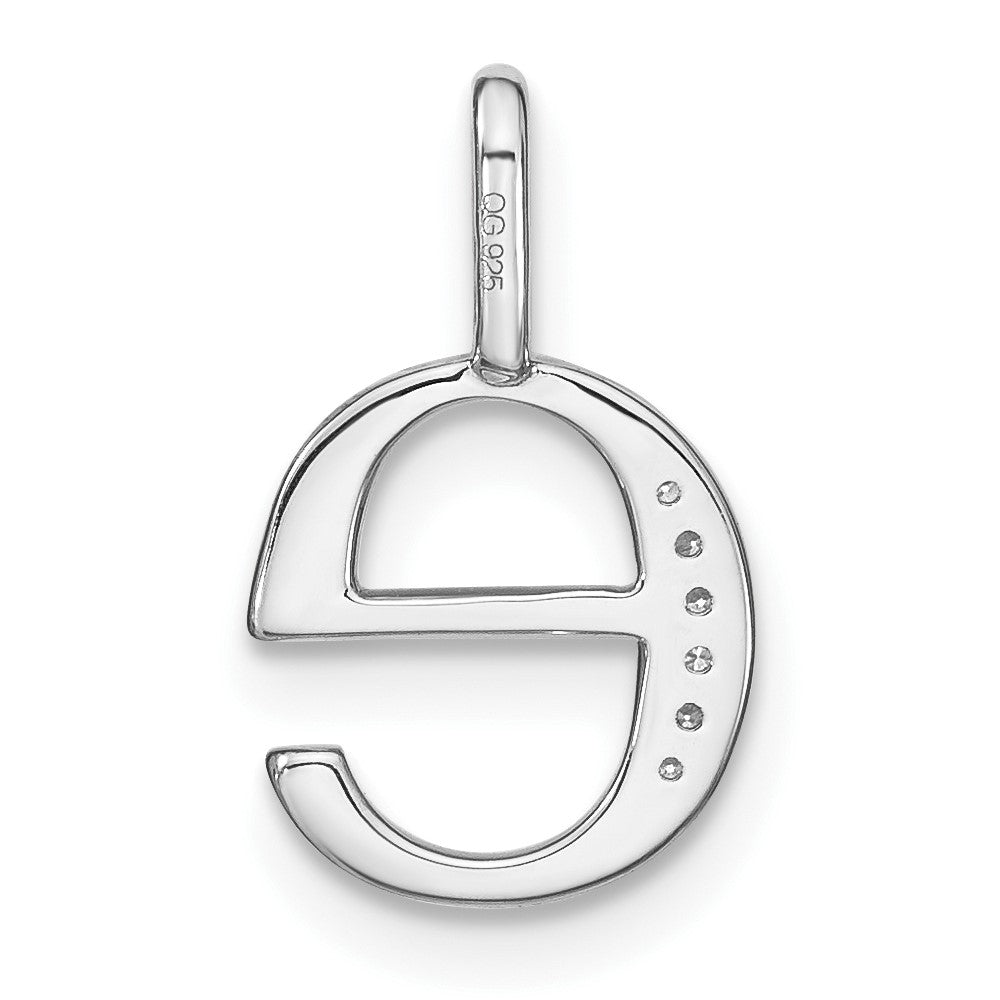 14K White Gold Real Diamond Lower Case Letter E Initial Pendant