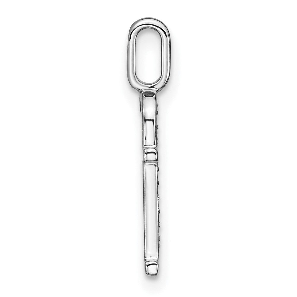 14K White Gold Real Diamond Lower Case Letter F Initial Pendant