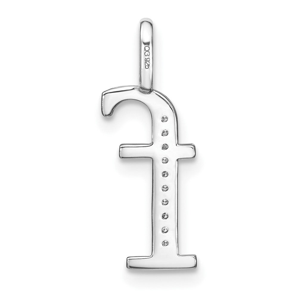 14K White Gold Real Diamond Lower Case Letter F Initial Pendant
