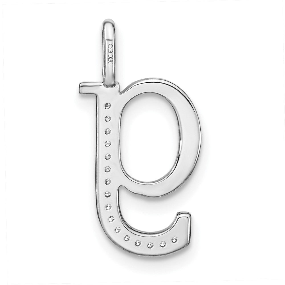 14K White Gold Real Diamond Lower Case Letter G Initial Pendant