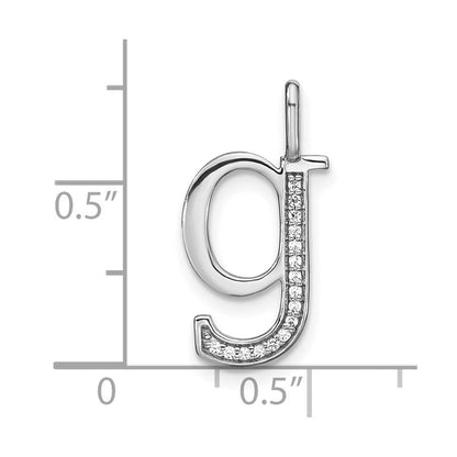 14K White Gold Real Diamond Lower Case Letter G Initial Pendant