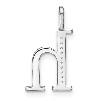 14K White Gold Real Diamond Lower Case Letter H Initial Pendant