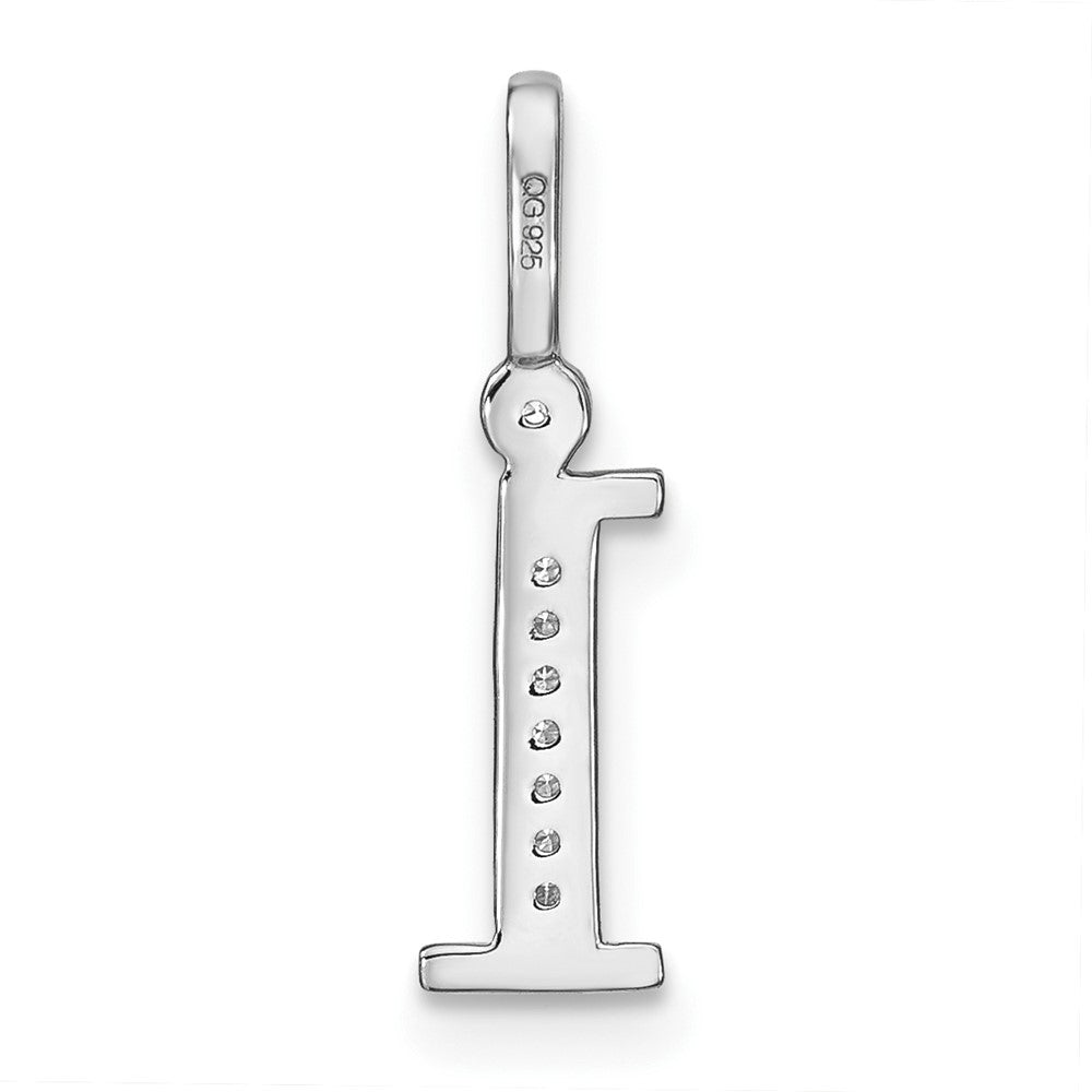 14K White Gold Real Diamond Lower Case Letter I Initial Pendant