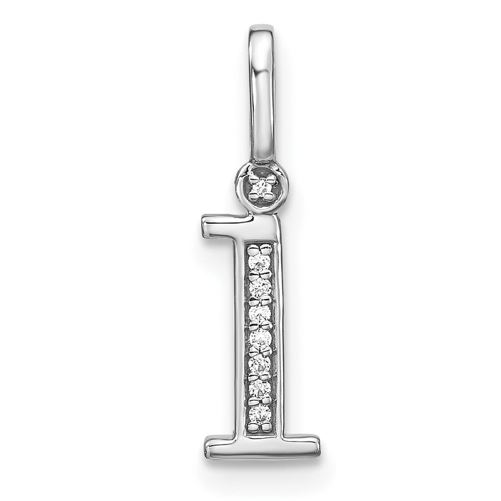 14K White Gold Real Diamond Lower Case Letter I Initial Pendant