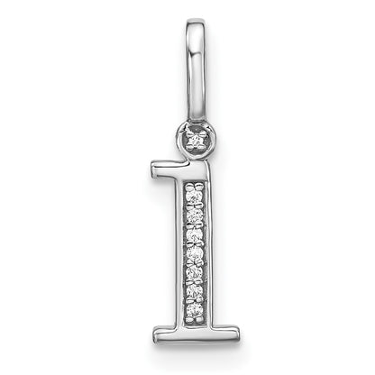 14K White Gold Real Diamond Lower Case Letter I Initial Pendant