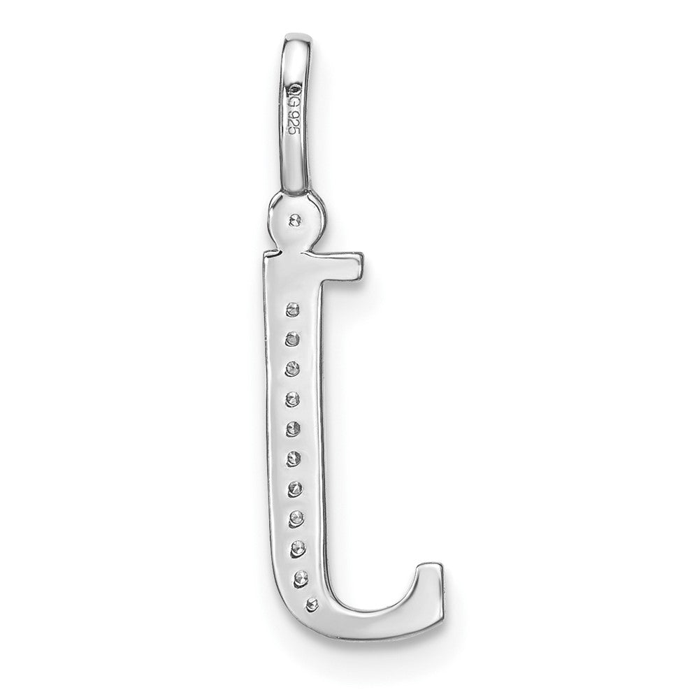 14K White Gold Real Diamond Lower Case Letter J Initial Pendant