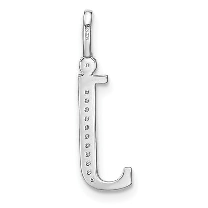 14K White Gold Real Diamond Lower Case Letter J Initial Pendant