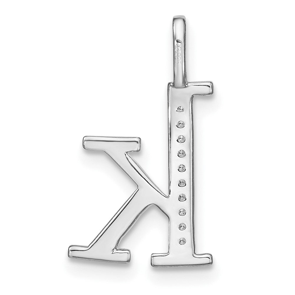 14K White Gold Real Diamond Lower Case Letter K Initial Pendant