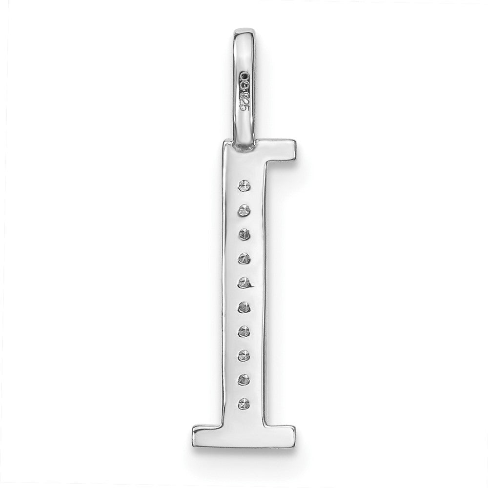 14K White Gold Real Diamond Lower Case Letter L Initial Pendant