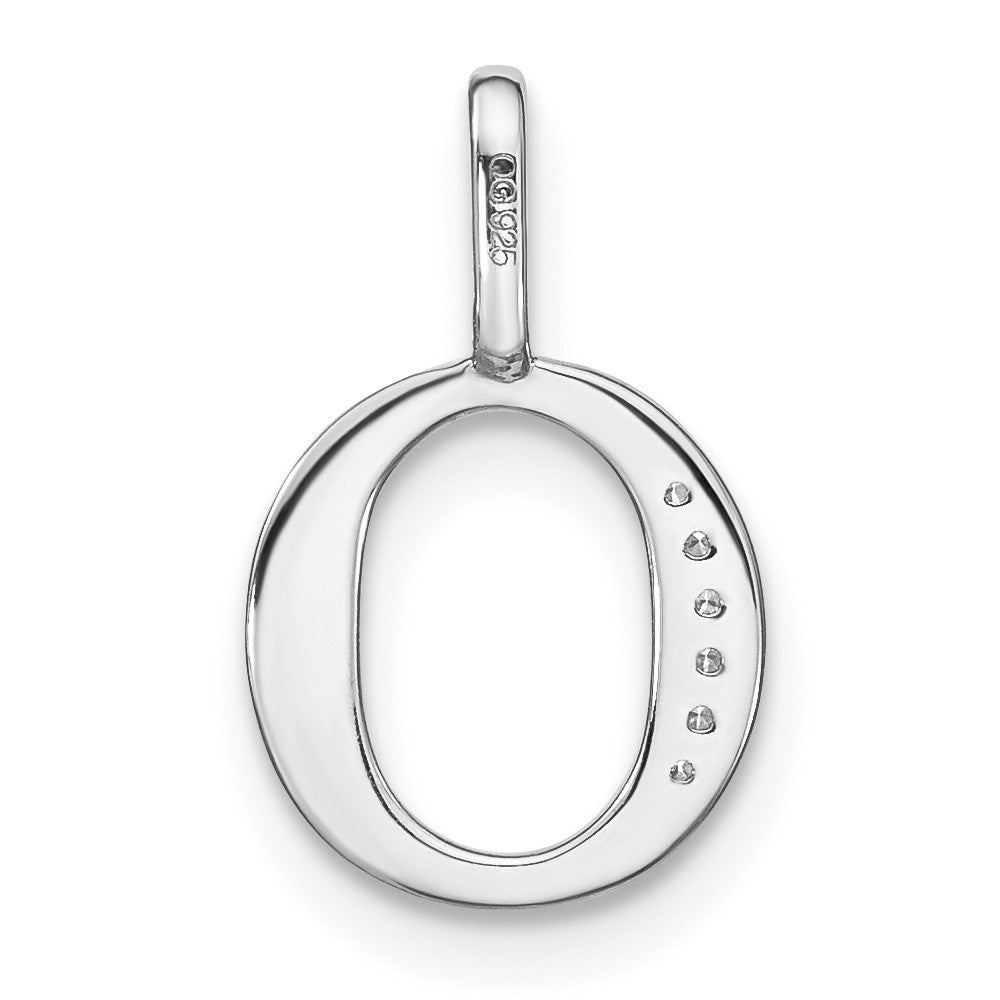 14K White Gold Real Diamond Lower Case Letter O Initial Pendant
