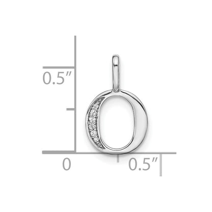 14K White Gold Real Diamond Lower Case Letter O Initial Pendant