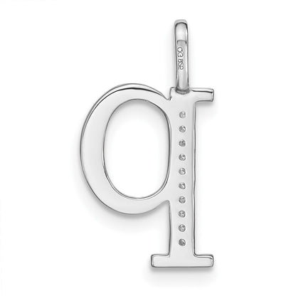 14K White Gold Real Diamond Lower Case Letter P Initial Pendant