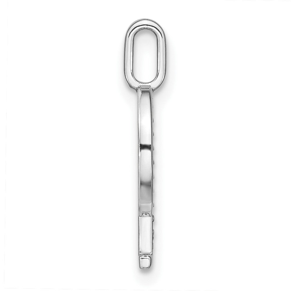14K White Gold Real Diamond Lower Case Letter Q Initial Pendant