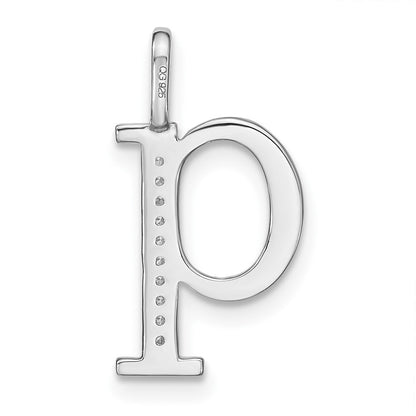14K White Gold Real Diamond Lower Case Letter Q Initial Pendant