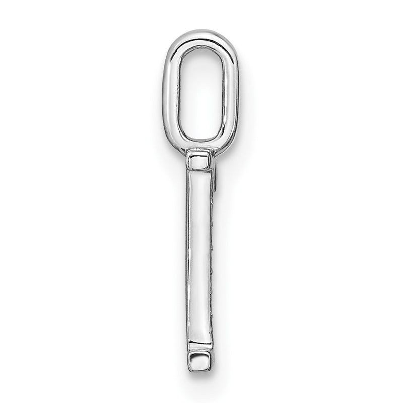 14K White Gold Real Diamond Lower Case Letter R Initial Pendant