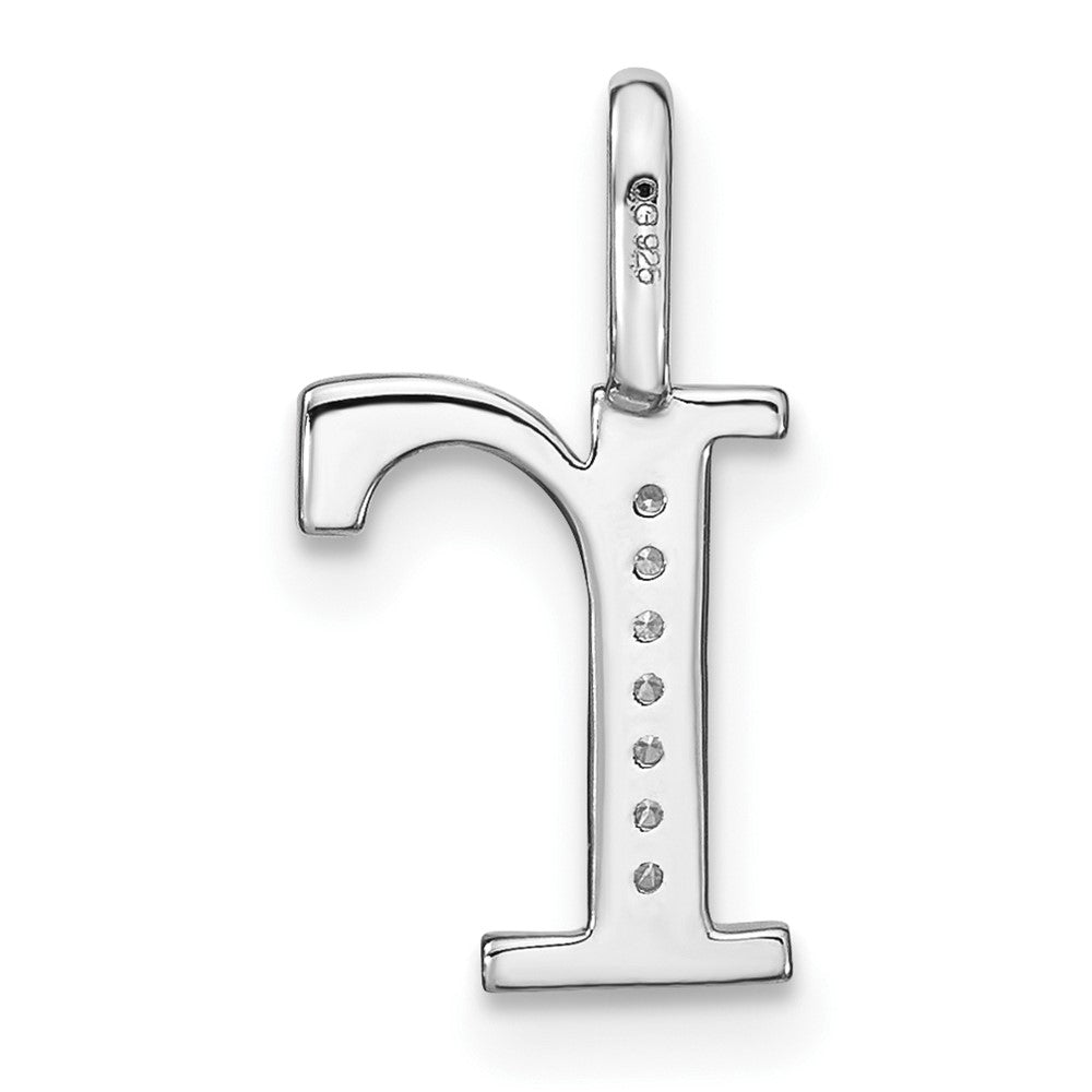14K White Gold Real Diamond Lower Case Letter R Initial Pendant