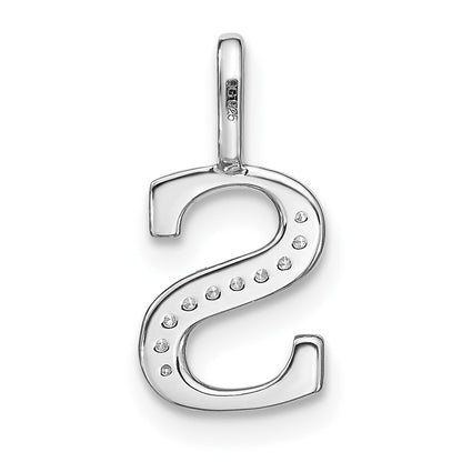 14K White Gold Real Diamond Lower Case Letter S Initial Pendant