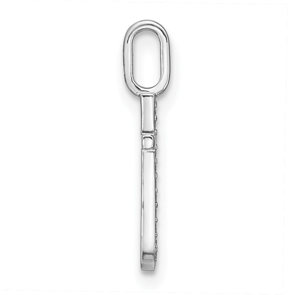 14K White Gold Real Diamond Lower Case Letter T Initial Pendant