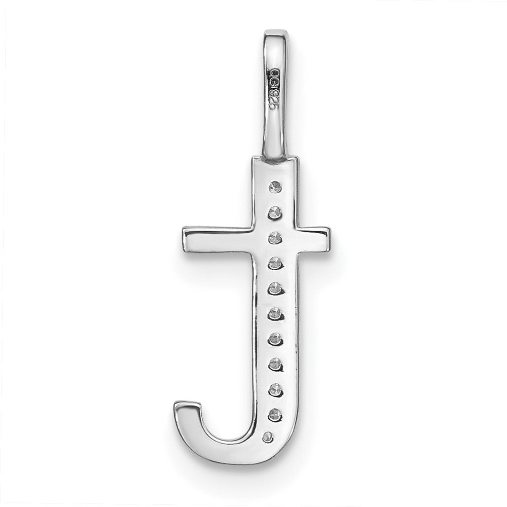 14K White Gold Real Diamond Lower Case Letter T Initial Pendant