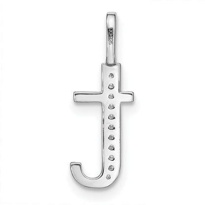 14K White Gold Real Diamond Lower Case Letter T Initial Pendant