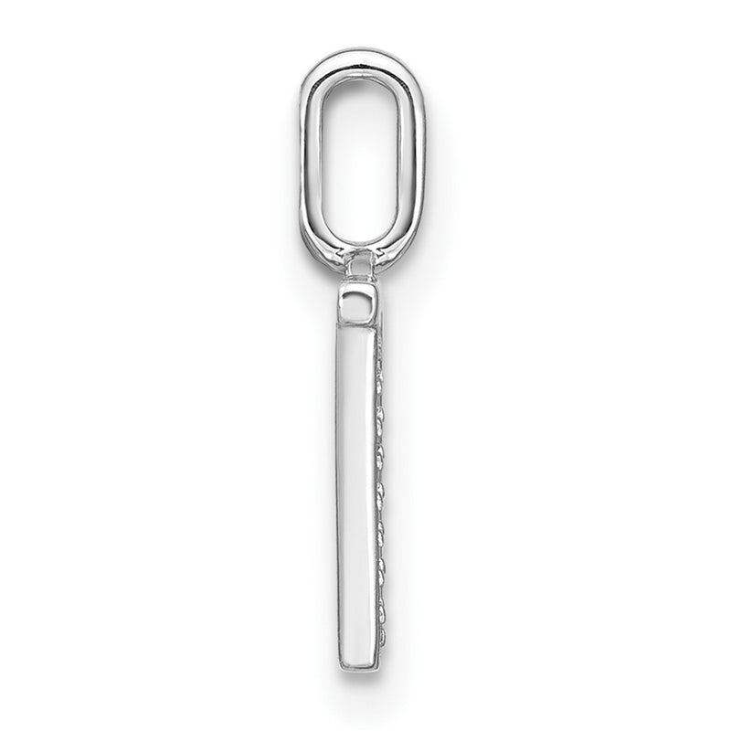 14K White Gold Real Diamond Lower Case Letter V Initial Pendant