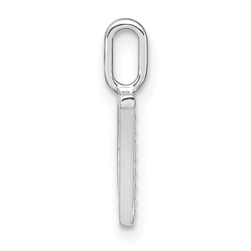 14K White Gold Real Diamond Lower Case Letter W Initial Pendant