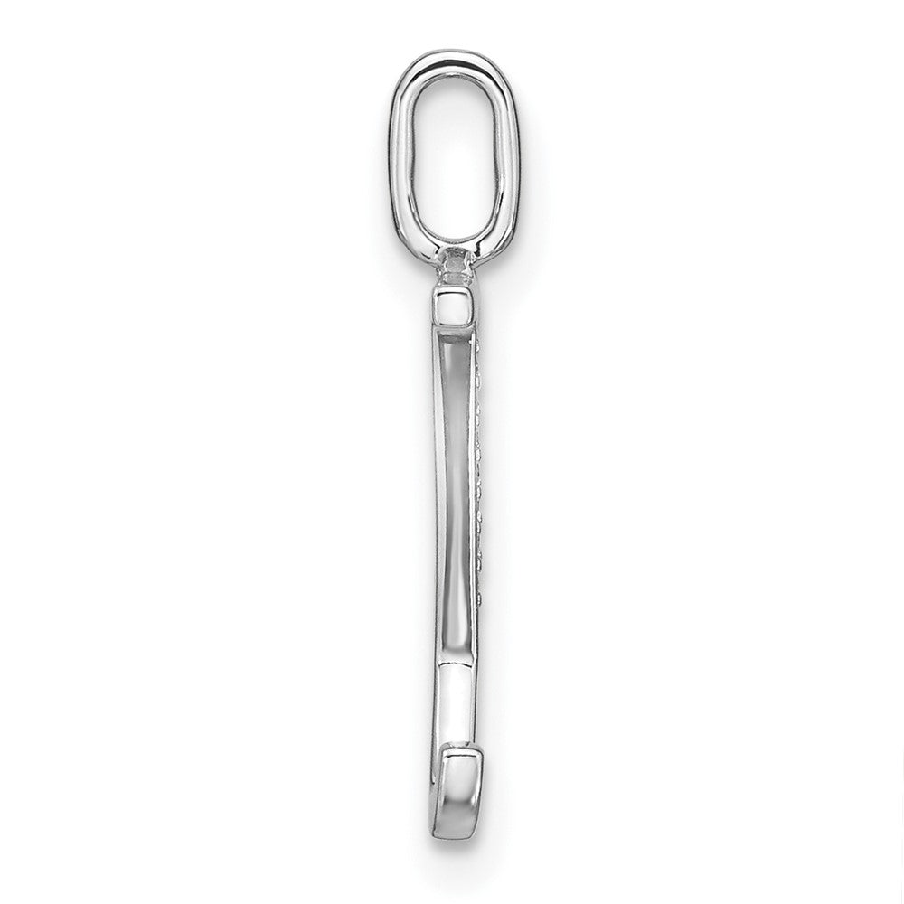 14K White Gold Real Diamond Lower Case Letter Y Initial Pendant
