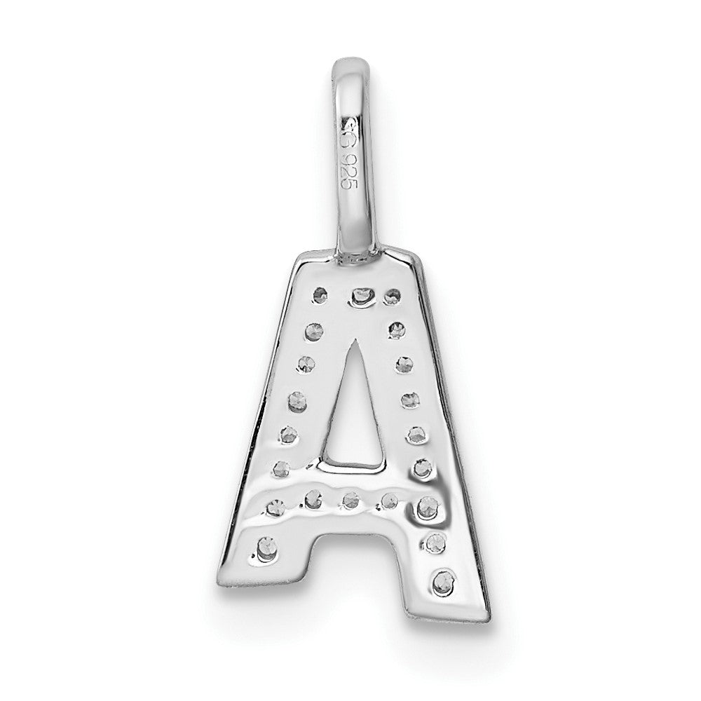 14K White Gold Real Diamond Letter A Initial Pendant