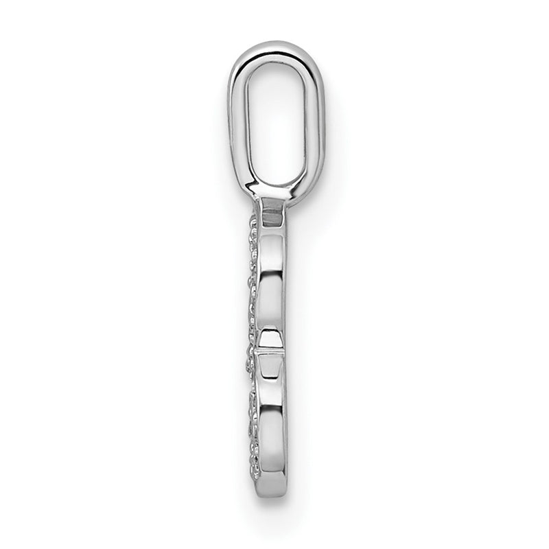 14K White Gold Real Diamond Letter B Initial Pendant