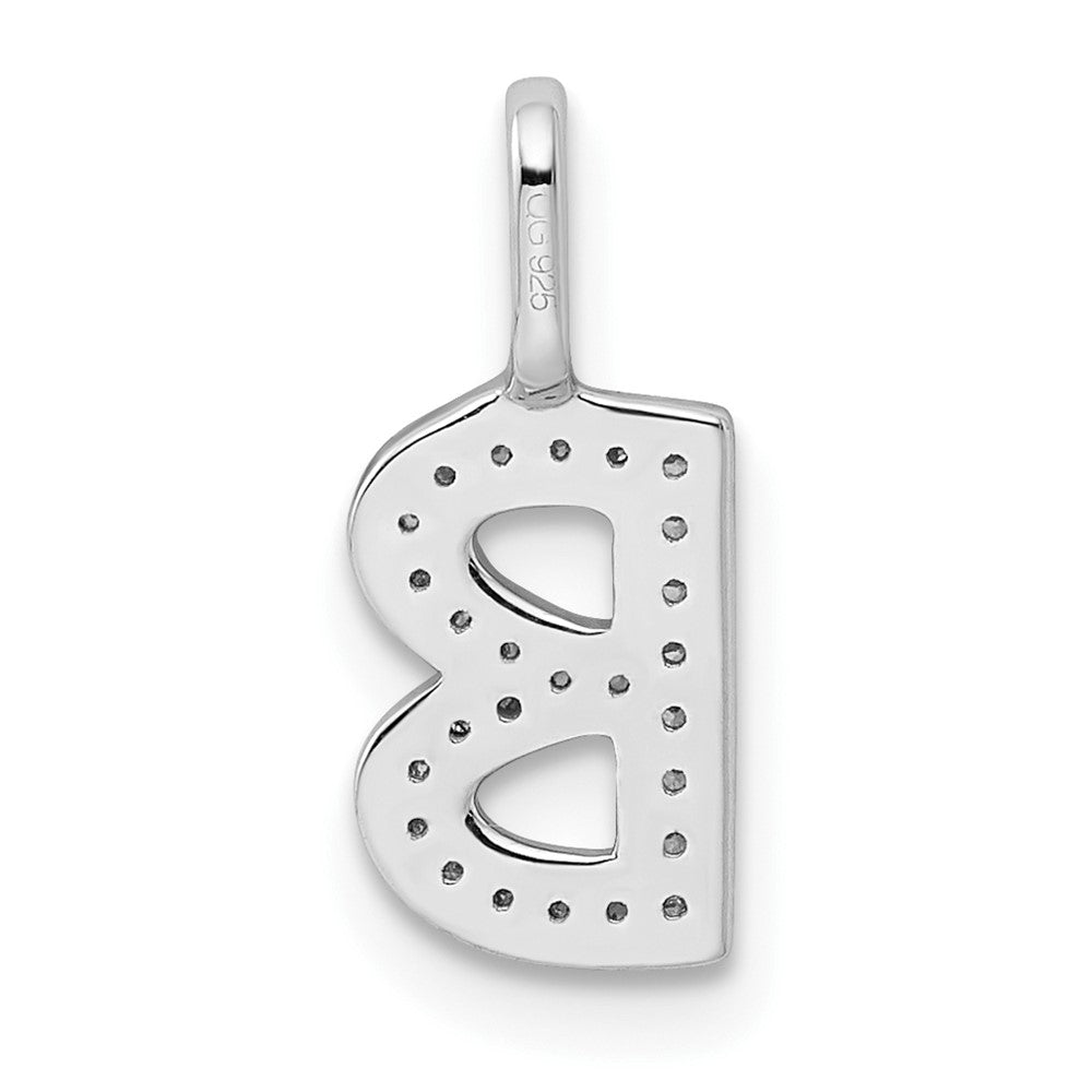 14K White Gold Real Diamond Letter B Initial Pendant
