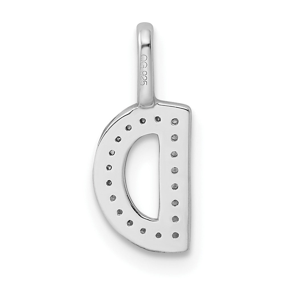 (Custom order Bail will fit a chain of 6.9mm width size) 14K White Gold Real Diamond Letter D Initial Pendant