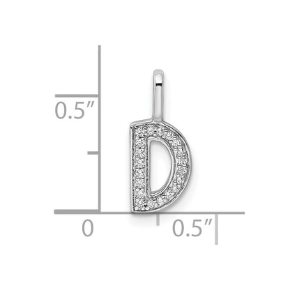 (Custom order Bail will fit a chain of 6.9mm width size) 14K White Gold Real Diamond Letter D Initial Pendant