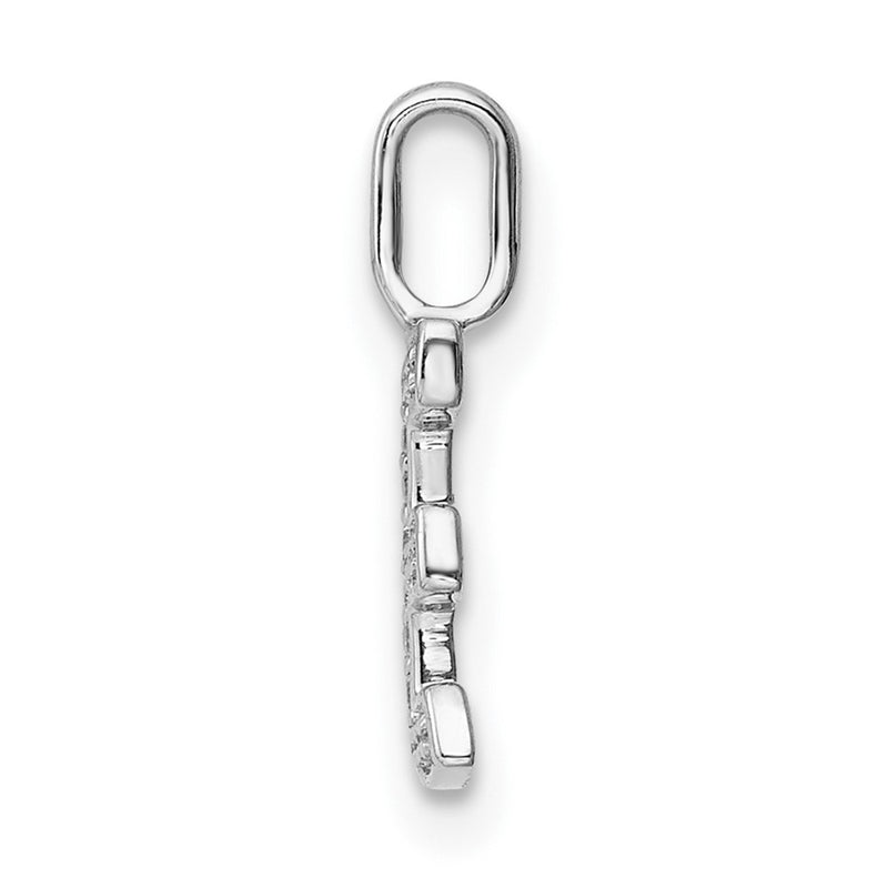 14K White Gold Real Diamond Letter E Initial Pendant