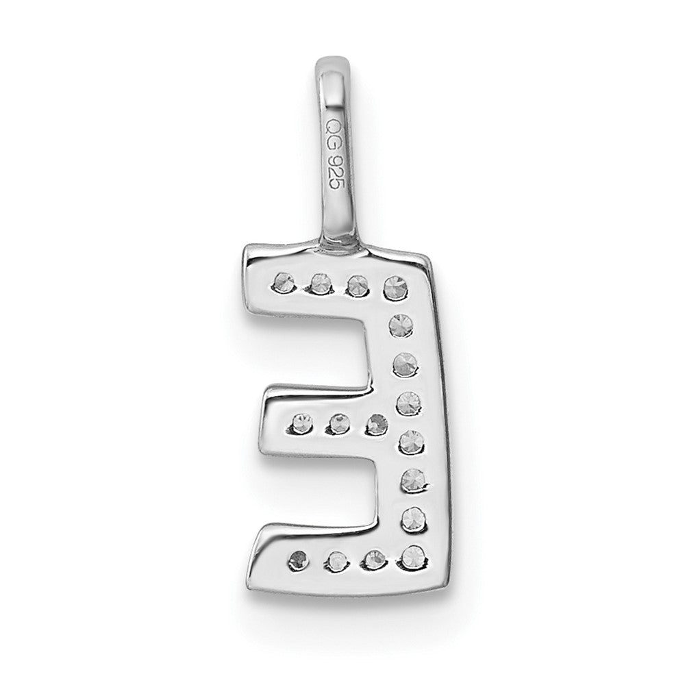 14K White Gold Real Diamond Letter E Initial Pendant