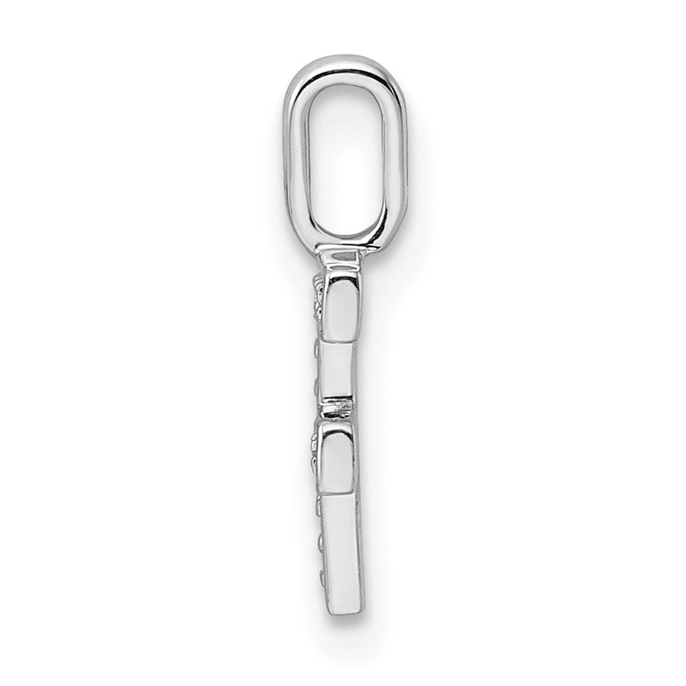 14K White Gold Real Diamond Letter F Initial Pendant