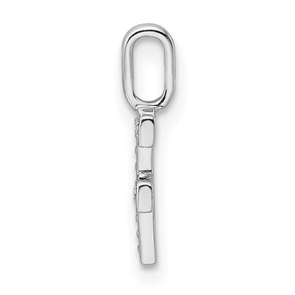 14K White Gold Real Diamond Letter F Initial Pendant