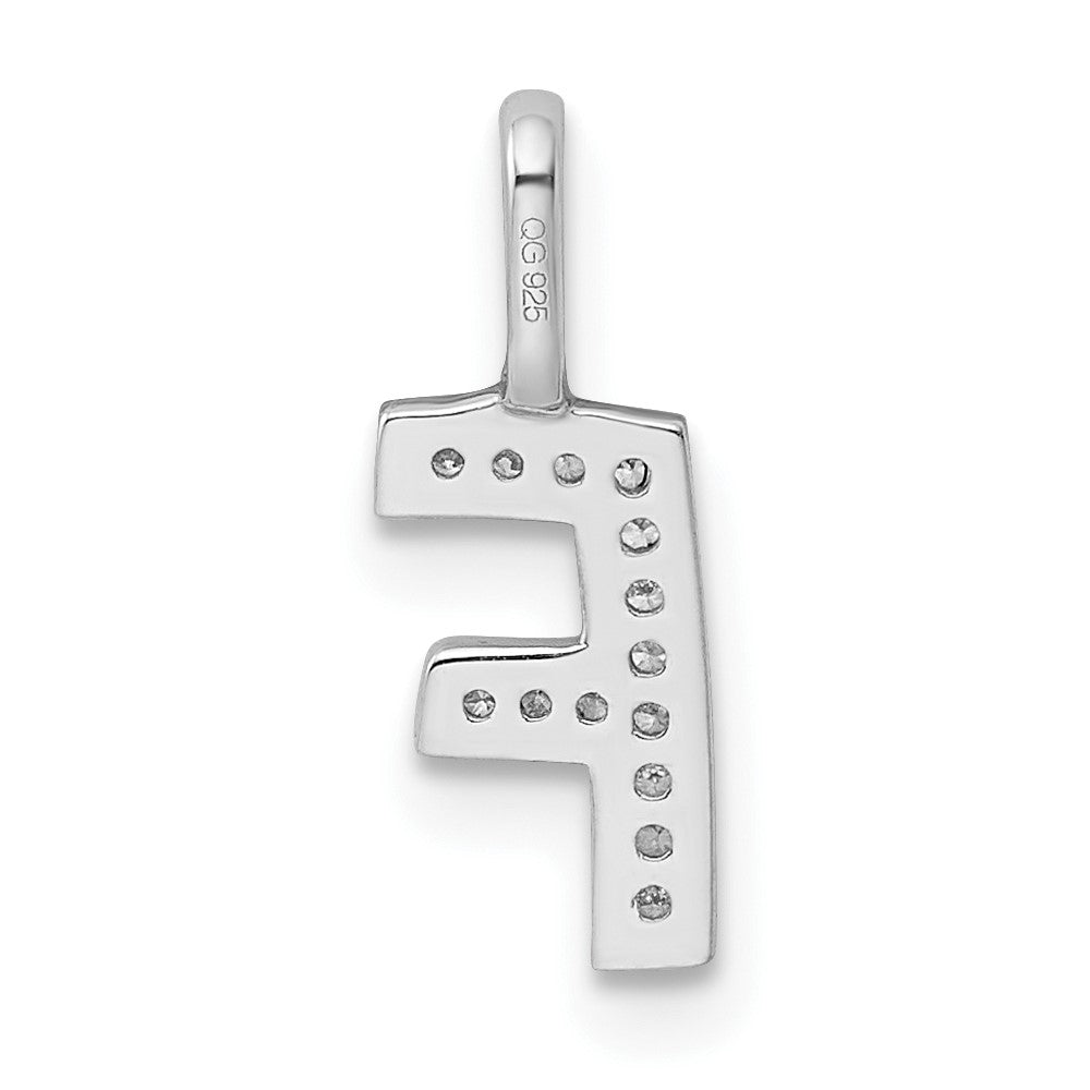14K White Gold Real Diamond Letter F Initial Pendant