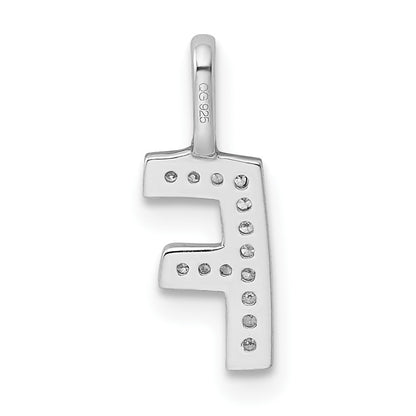 14K White Gold Real Diamond Letter F Initial Pendant