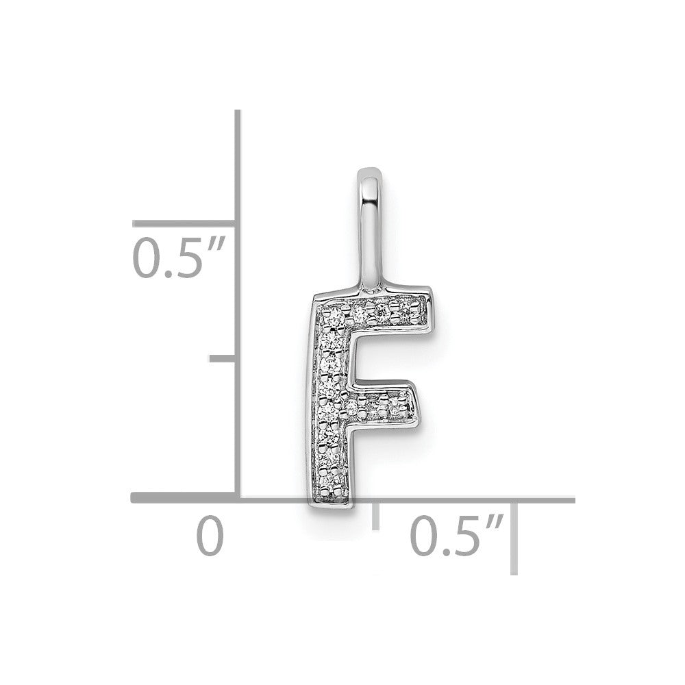 14K White Gold Real Diamond Letter F Initial Pendant