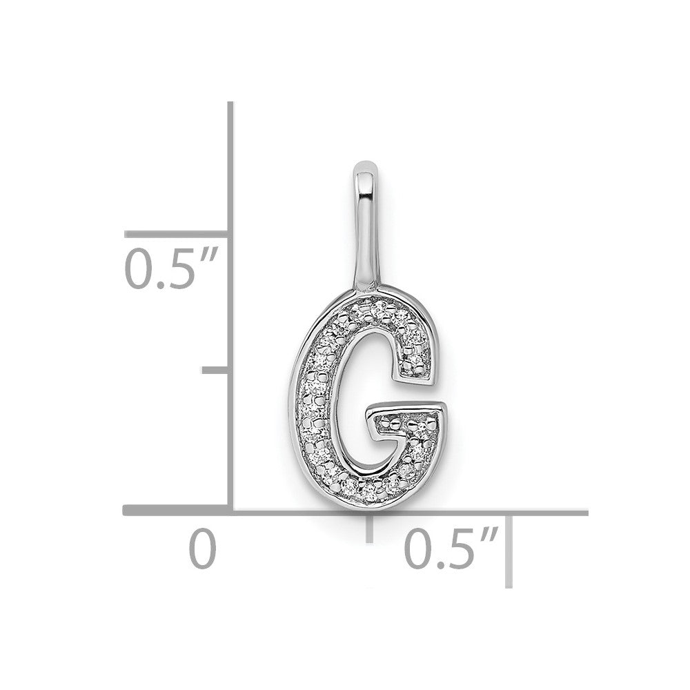 14K White Gold Real Diamond Letter G Initial Pendant